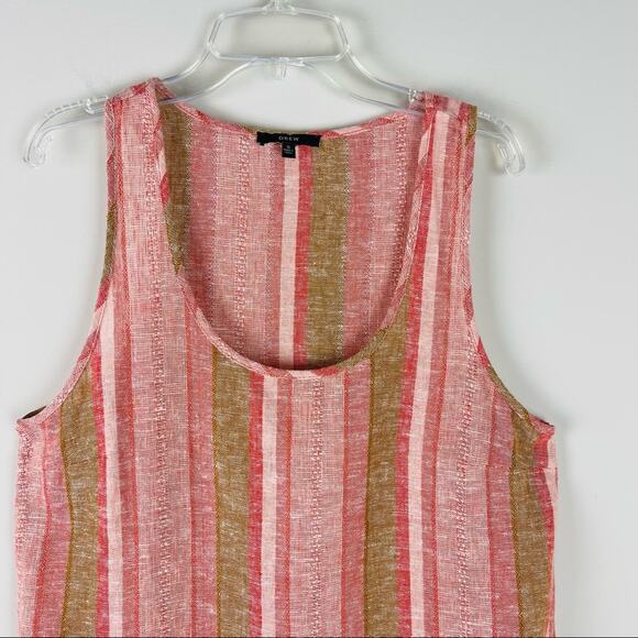 Drew pink tan stripe linen coastal button lagenlook boho festival tank top small - Picture 7 of 8